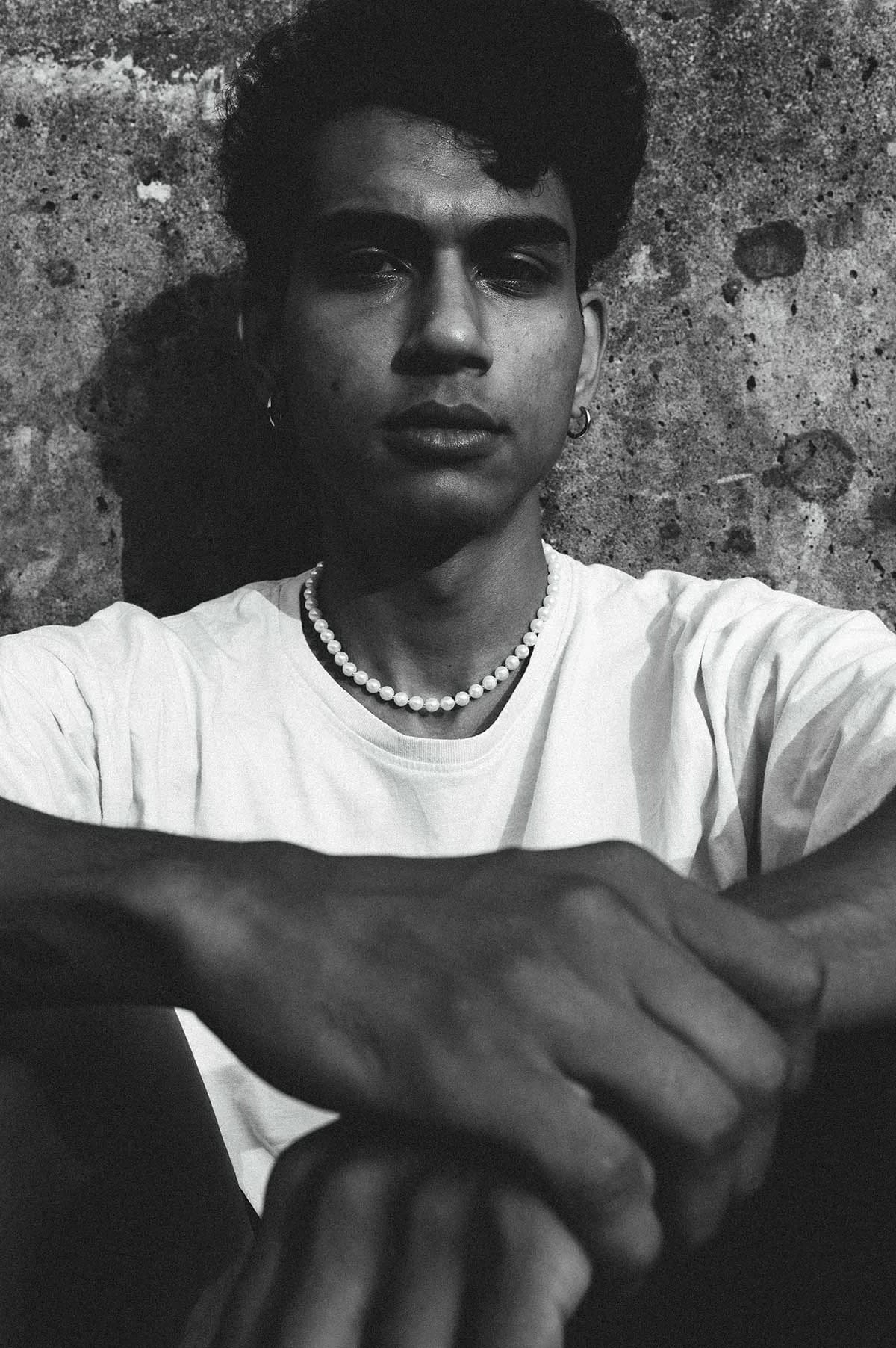 Portrait of a parkour athlete in b&w