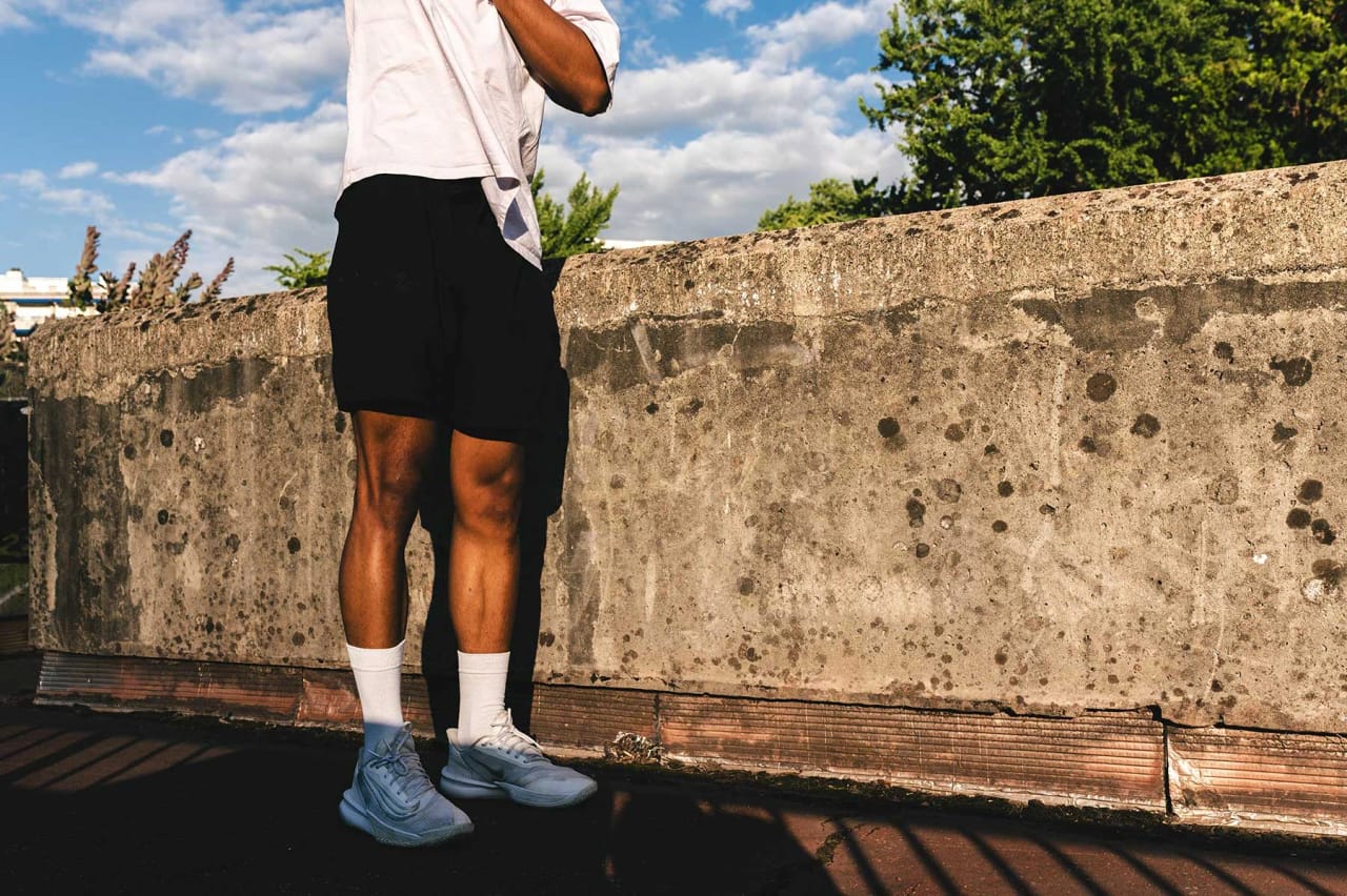 Athlete warming up before parkour
