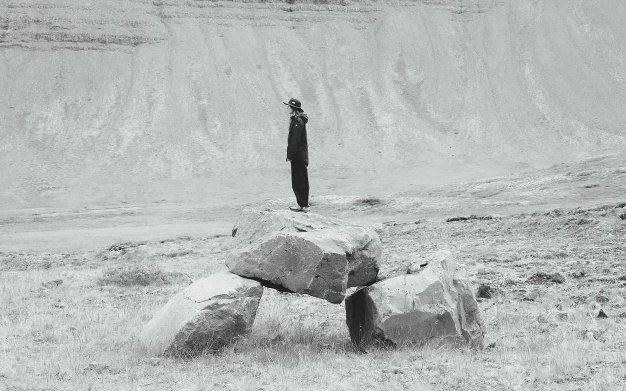 Woman on the rocks outdoor in Iceland