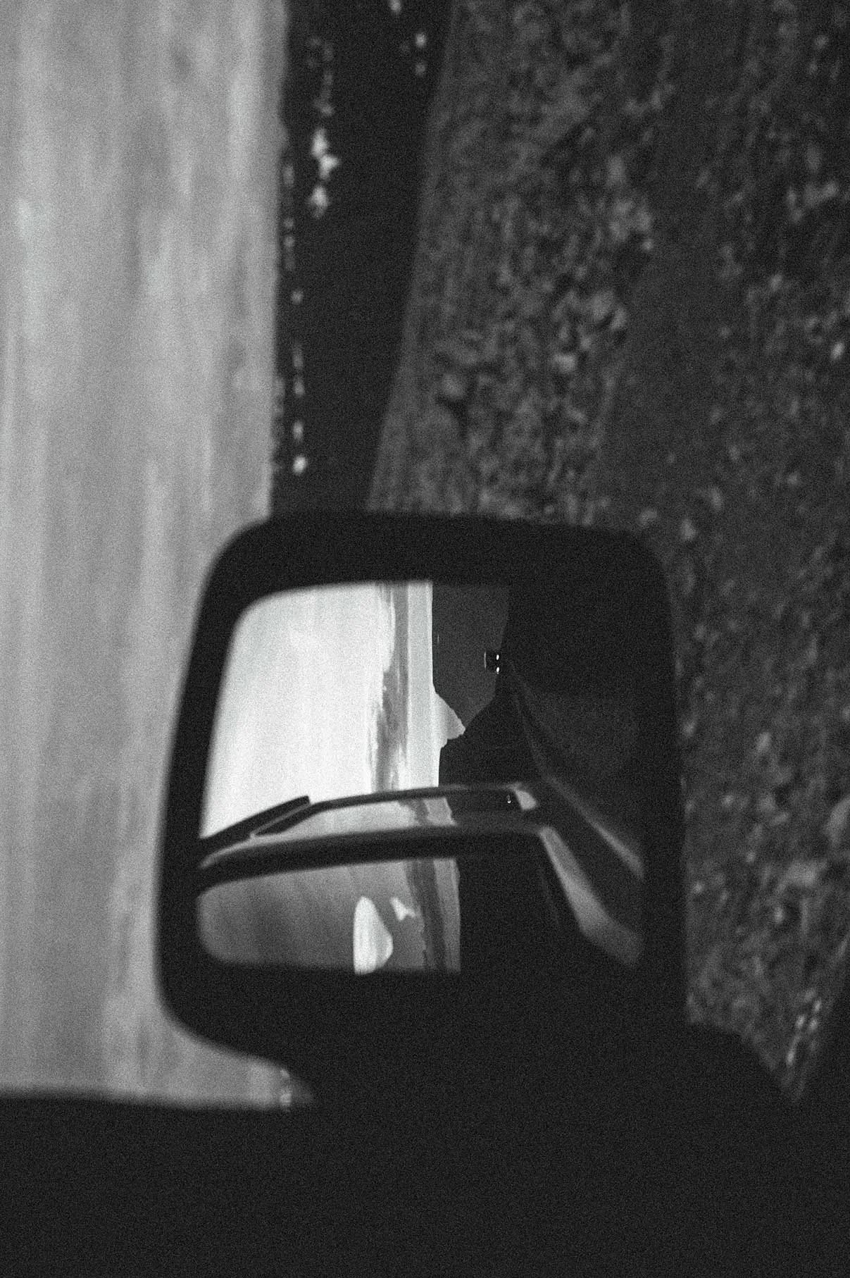 Reflection in the car mirror