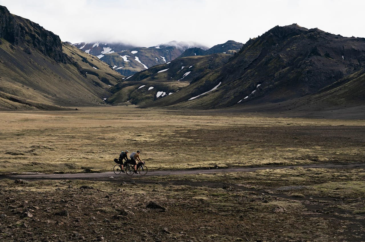 Cyclists in Icelandic nature