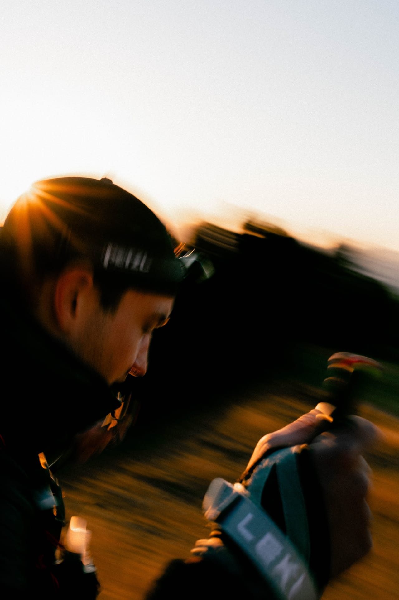 Trail runner at sunset