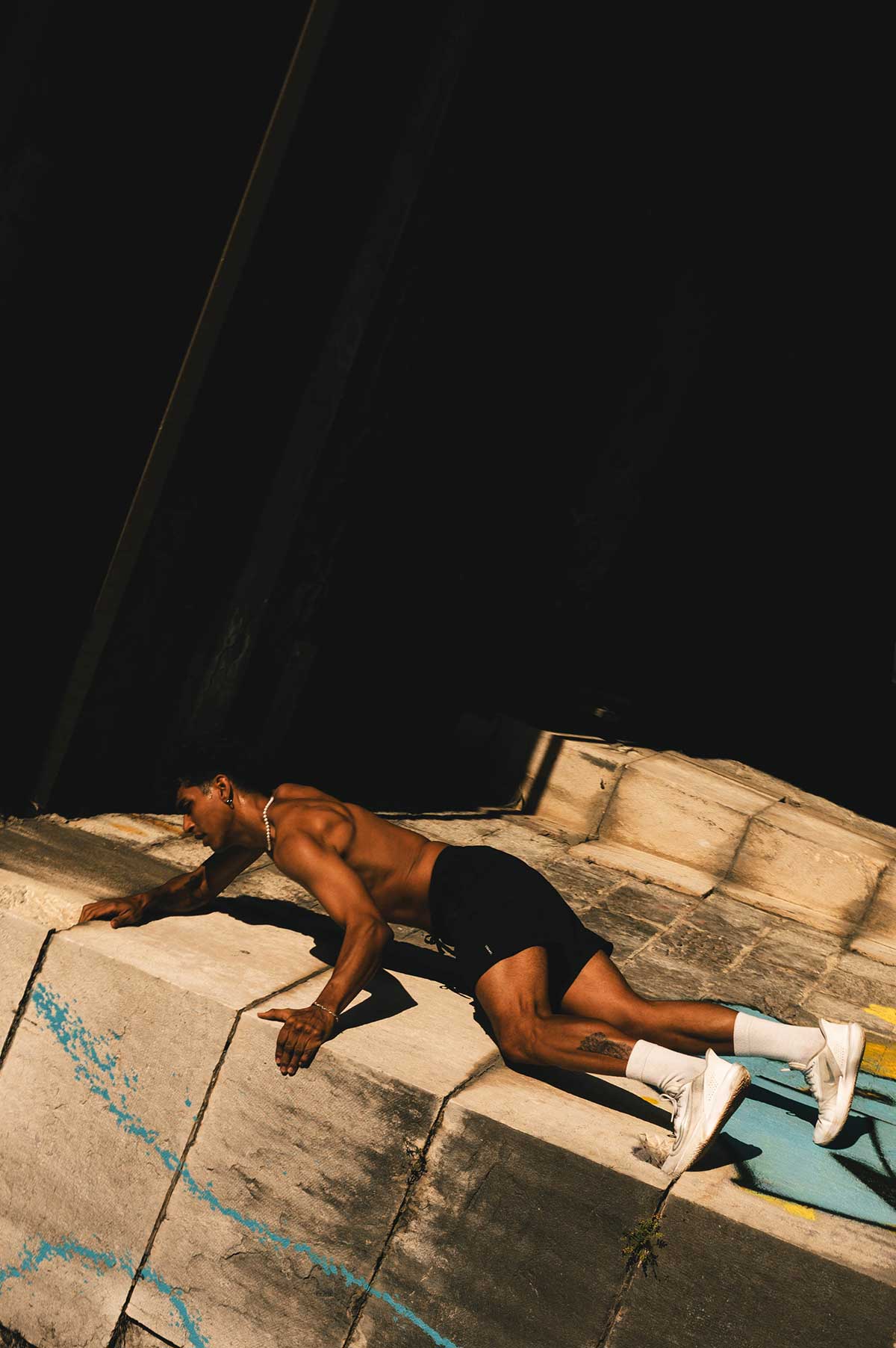 Man climbing outdoors