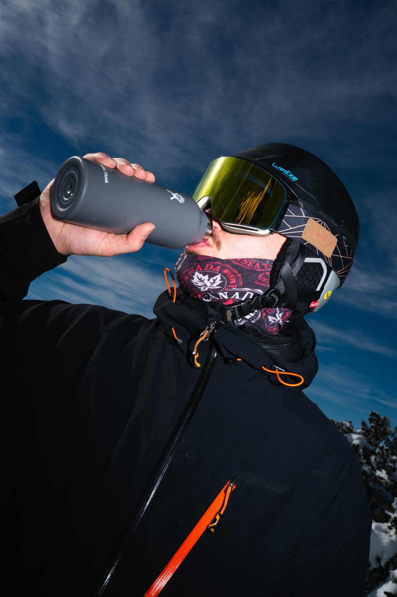 Athlete drinking water