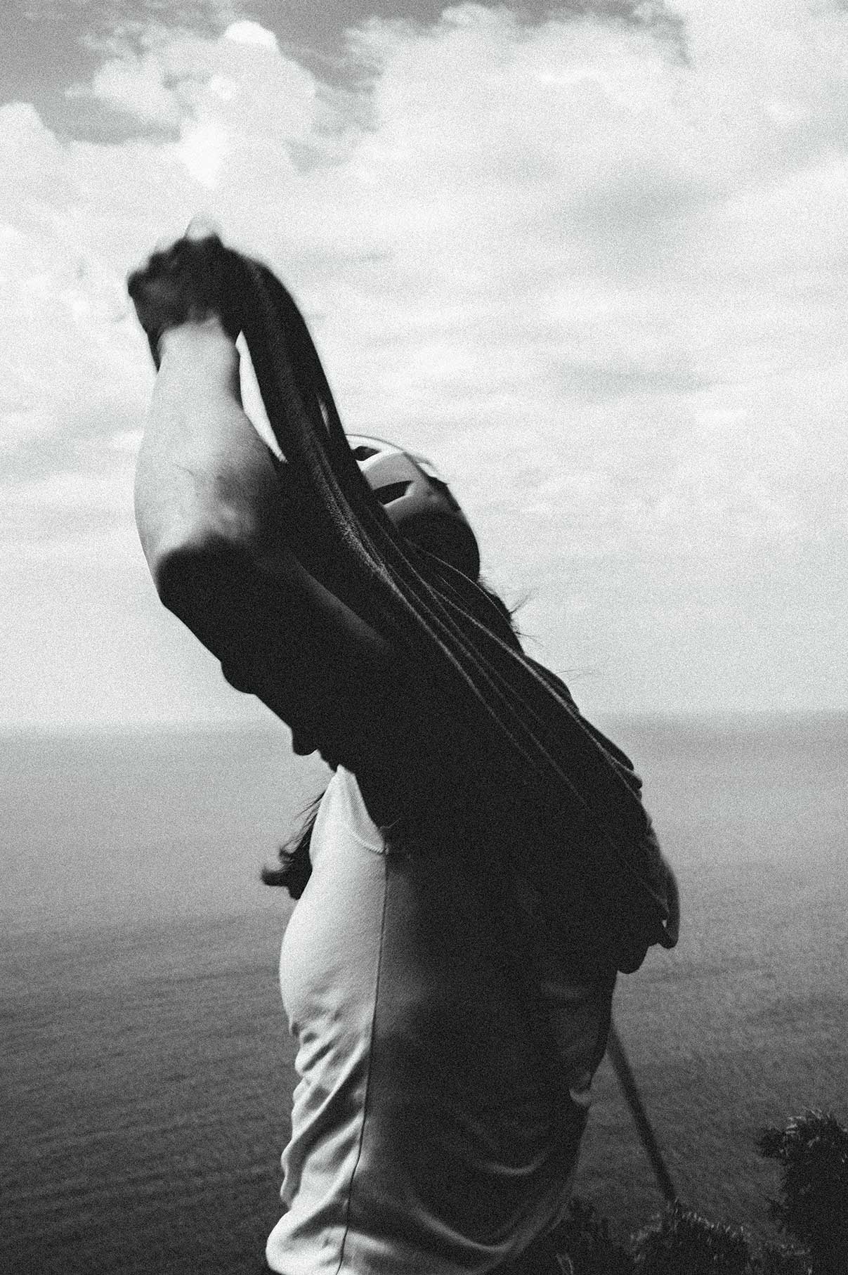 Woman folding climbing rope