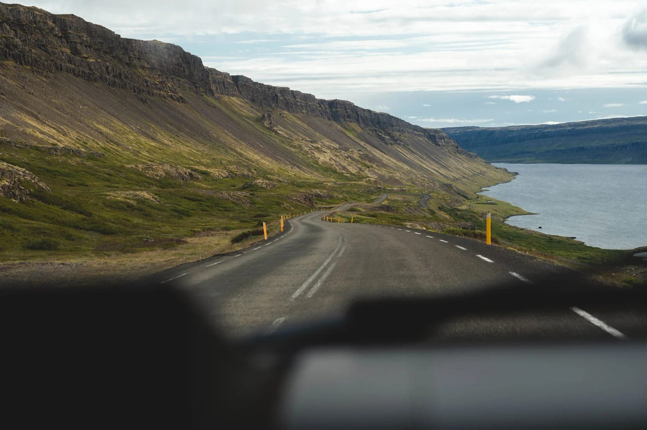 Icelandic road through the landscape