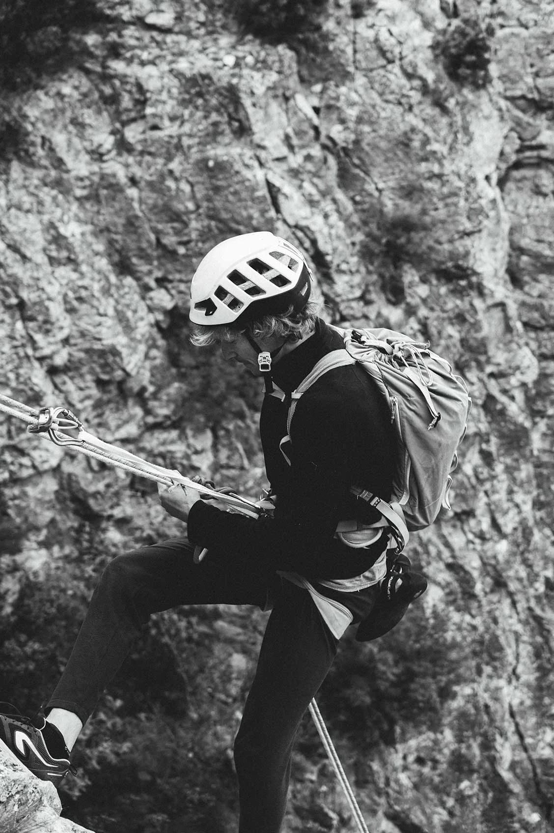 Man descending on the rope